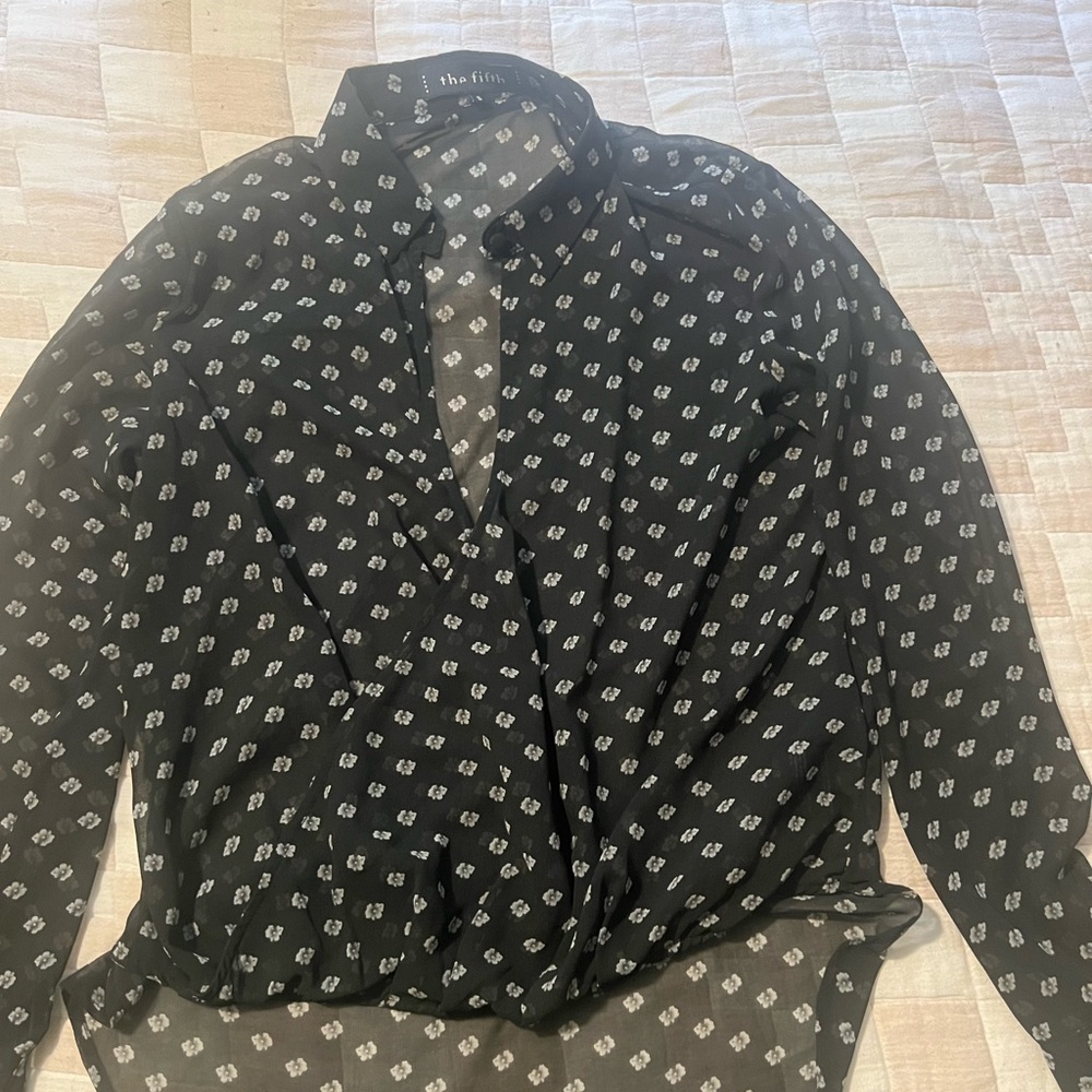 The Fifth Black Faux Wrap Shirt